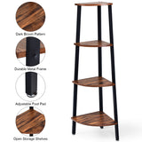 NNECW 4-Tier Corner Shelf with No-Shaking Structure for Office-Coffee