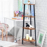 NNECW 4-Tier Corner Shelf with No-Shaking Structure for Office-Coffee