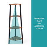 NNECW 4-Tier Corner Shelf with No-Shaking Structure for Office-Coffee