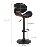 NNECW 2 PCS PU Leather Adjustable Bar Stools with 360 Degree Swivel Seat for Kitchen