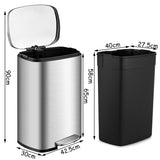 NNECW 13.2 gallon stainless steel trash can with Removable Inner Bucket for Home Use