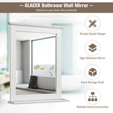 NNECW Modern Wall-mounted Rectangular Bathroom Mirror with Storage Shelf