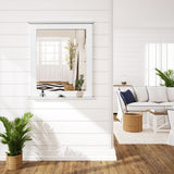 NNECW Modern Wall-mounted Rectangular Bathroom Mirror with Storage Shelf