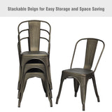 NNECW Set of 4 Industrial Metal Dining Chairs for Home and Office