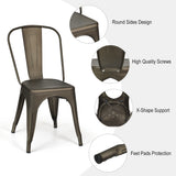 NNECW Set of 4 Industrial Metal Dining Chairs for Home and Office