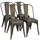 NNECW Set of 4 Industrial Metal Dining Chairs for Home and Office