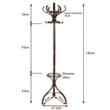 NNECW Practical Birch Coat Stand with 360 Rotating Top Tier for Jacket Red-Brown
