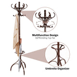 NNECW Practical Birch Coat Stand with 360 Rotating Top Tier for Jacket Red-Brown