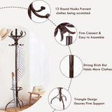 NNECW Practical Birch Coat Stand with 360 Rotating Top Tier for Jacket Red-Brown
