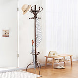 NNECW Practical Birch Coat Stand with 360 Rotating Top Tier for Jacket Red-Brown