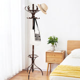 NNECW Practical Birch Coat Stand with 360 Rotating Top Tier for Jacket Red-Brown