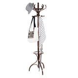NNECW Practical Birch Coat Stand with 360 Rotating Top Tier for Jacket Red-Brown