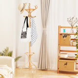 NNECW Practical Birch Coat Stand with 360Rotating Top Tier for Hat &amp Jacket Oak