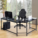 NNECW L-Shaped Corner Computer Desk with CPU Stand for Home and Office-Black