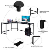 NNECW L-Shaped Corner Computer Desk with CPU Stand for Home and Office-Black