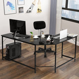 NNECW L-Shaped Corner Computer Desk with CPU Stand for Home and Office-Black