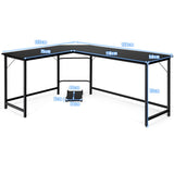 NNECW L-Shaped Corner Computer Desk with CPU Stand for Home and Office-Black