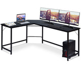 NNECW L-Shaped Corner Computer Desk with CPU Stand for Home and Office-Black