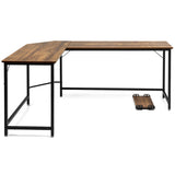 NNECW Wood L-Shaped Computer Desk with Adjustable Foot Pad