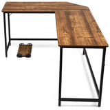 NNECW Wood L-Shaped Computer Desk with Adjustable Foot Pad