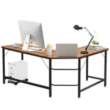 NNECW Wood L-Shaped Computer Desk with Adjustable Foot Pad