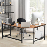 NNECW Wood L-Shaped Computer Desk with Adjustable Foot Pad