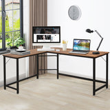 NNECW Wood L-Shaped Computer Desk with Adjustable Foot Pad