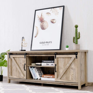 NNECW Wooden TV Stand for 65€� Television with 2 Cabinets