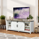 NNECW Wooden TV Stand for 65€� Television with 2 Cabinets-White