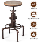 NNECW Industrial Bar Stool with Adjustable Height for Restaurant/ Cafe/ Pub