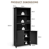 NNECW 3-Shelf Bookcase with Double Doors &amp Adjustable Shelves &amp Cabinet-Black