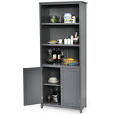 NNECW 3-Shelf Bookcase with Double Doors &amp Adjustable Shelves &amp Cabinet-Grey