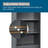 NNECW 3-Shelf Bookcase with Double Doors &amp Adjustable Shelves &amp Cabinet-Grey