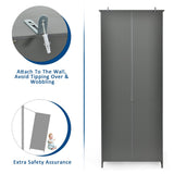 NNECW 3-Shelf Bookcase with Double Doors &amp Adjustable Shelves &amp Cabinet-Grey