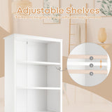 NNECW 3-Shelf Bookcase with Double Doors &amp Adjustable Shelves &amp Cabinet-White