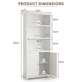 NNECW 3-Shelf Bookcase with Double Doors &amp Adjustable Shelves &amp Cabinet-White