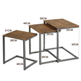 NNECW 3 Set Nesting Coffee Table with Vintage Style for Living Room