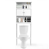 NNECW Wooden Landing Bathroom Shelf with 3 Layers & Two Doors
