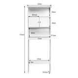NNECW Wooden Landing Bathroom Shelf with 3 Layers & Two Doors