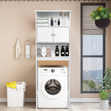 NNECW Wooden Landing Bathroom Shelf with 3 Layers & Two Doors