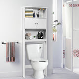 NNECW Wooden Landing Bathroom Shelf with 3 Layers & Two Doors