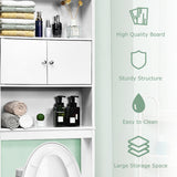 NNECW Wooden Landing Bathroom Shelf with 3 Layers & Two Doors