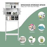 NNECW Wooden Landing Bathroom Shelf with 3 Layers & Two Doors