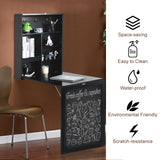 NNECW Fold Out Convertible Desk with  Blackboard for Office-Black