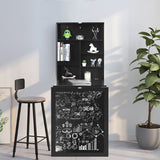 NNECW Fold Out Convertible Desk with  Blackboard for Office-Black