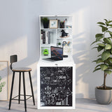 NNECW Fold Out Convertible Desk with  Blackboard for Office-White