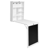 NNECW Fold Out Convertible Desk with  Blackboard for Office-White