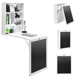 NNECW Fold Out Convertible Desk with  Blackboard for Office-White