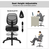 NNECW Mesh Drafting Chair with Lumbar Support & Adjustable Footrest Ring