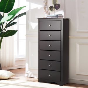 NNECW 6 Drawer Chest with Mental Knobs for Living Room-Brown